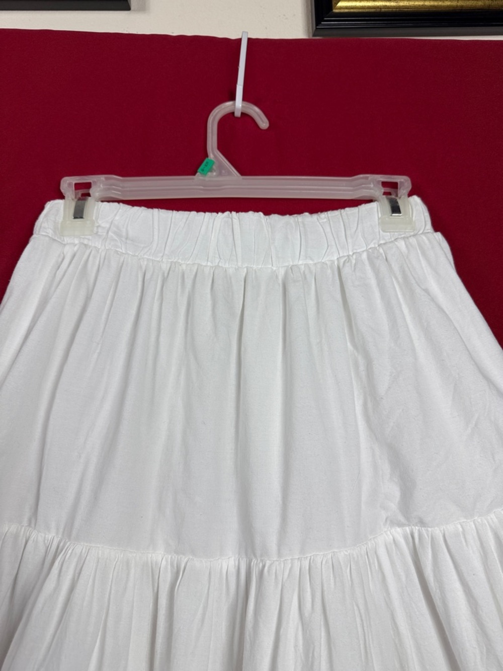 Women's White Maxi Skirt with Lace Trim - Picture 5 of 13